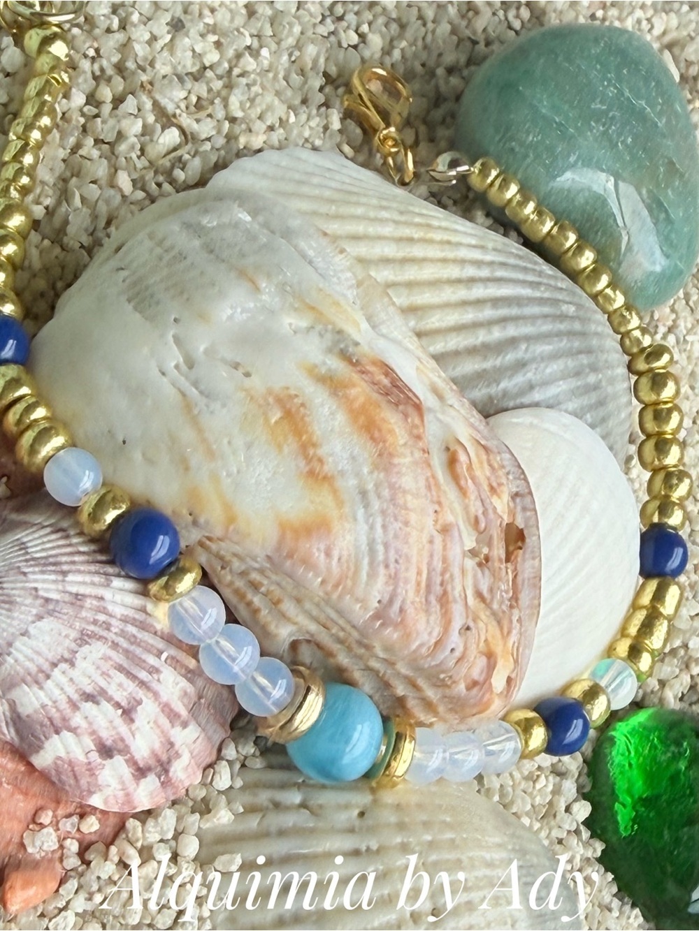 MINIMAL STRING MOONSTONE Gold and AQUAMARINE Beaded Bracelet